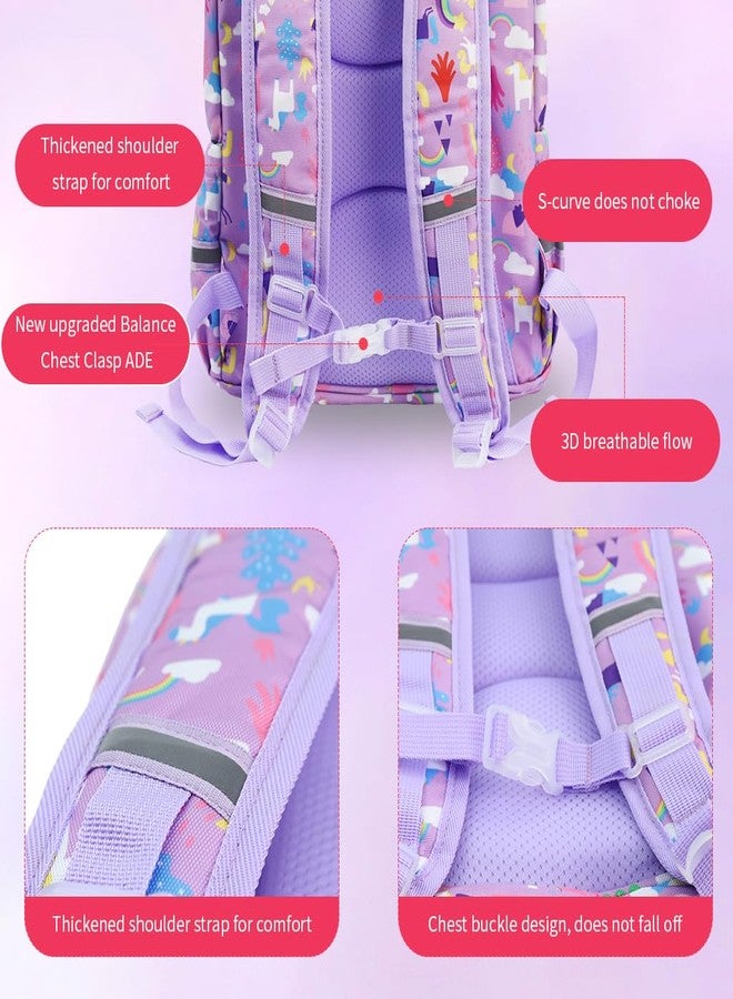 PALAY® School Bag for Girls 5-10 Years Old Stylish Durable Cute Cartoon Unicorn Bag Waterproof Large Kids School Bags Backpack Birthday Gift for Girls, Boys - Purple - Image 3