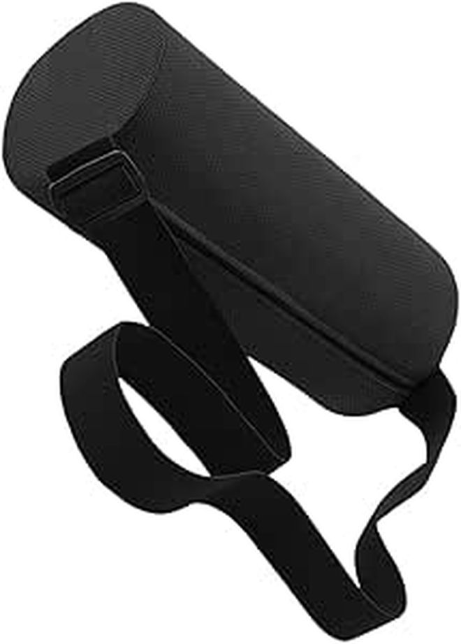 Adjustable Memory Foam Lumbar Neck Pillow Black Cylindrical Support for Car Office Home Use - Image 1