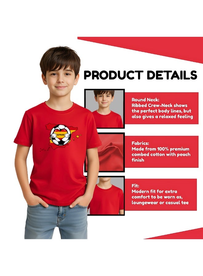 PRINTSHOP4ME Spain Unisex Kids T-Shirt - Short Sleeve Round Neck Cotton Tshirt for Boys and Girls - Soft and Comfortable - Gift for Young Football Fans - Image 5
