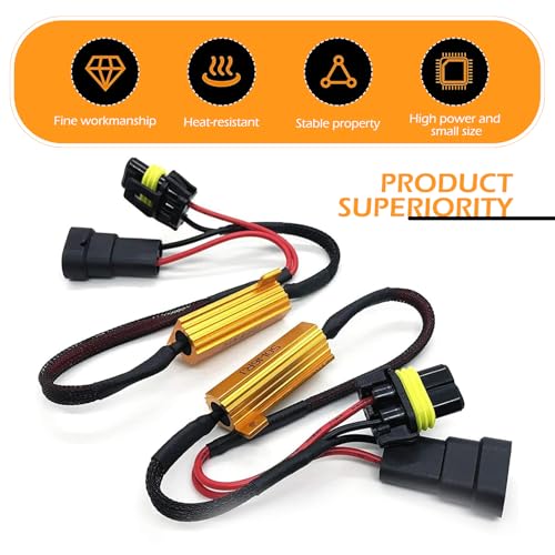 Dogary 2 PCS Car LED Light Bulb Decoder, 9005/9006 LED Load Resistor Kit, Car Light Bulb Relay Harness Adapter, Anti Flicker Error Decoder, Universal for Most Cars (Black) - Image 4
