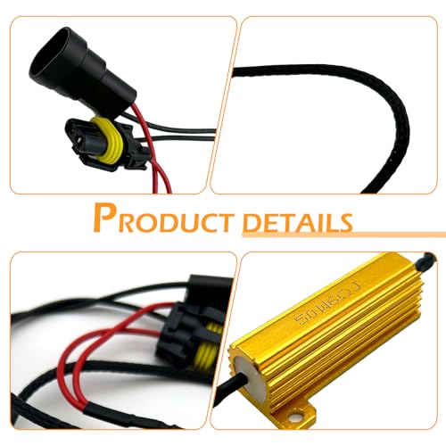 Dogary 2 PCS Car LED Light Bulb Decoder, 9005/9006 LED Load Resistor Kit, Car Light Bulb Relay Harness Adapter, Anti Flicker Error Decoder, Universal for Most Cars (Black) - Image 5