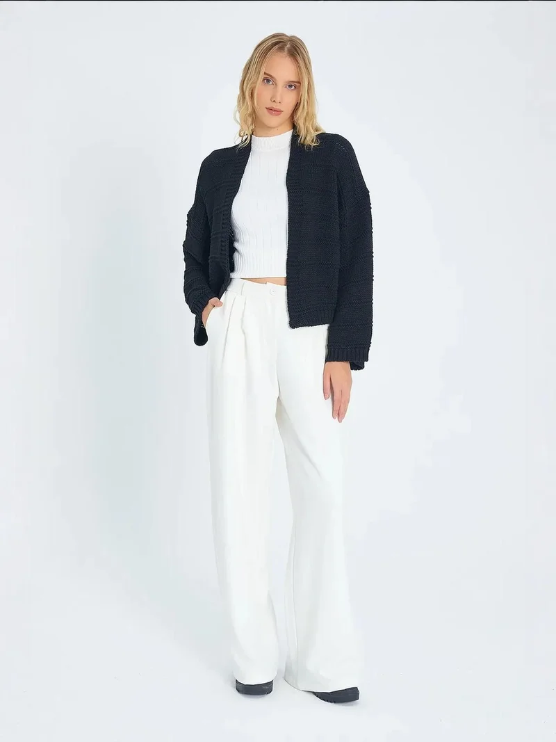 MixRay Mixray V-Neck Ribbed Knit Cardigan