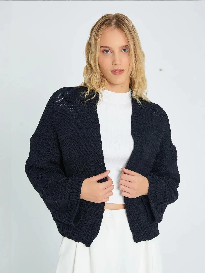 MixRay Mixray V-Neck Ribbed Knit Cardigan