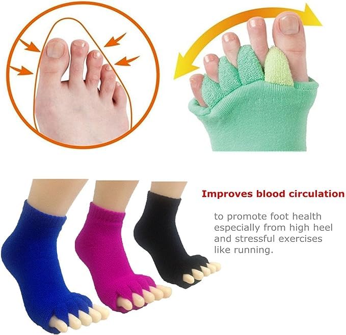 Aegon Foot Alignment Socks Cotton | 5 Toe Separator | For Foot Pain Relief | Bunion Corrector | Hallux Valgus | Plantar Fasciitis | 1 Pair (Black) - Image 4