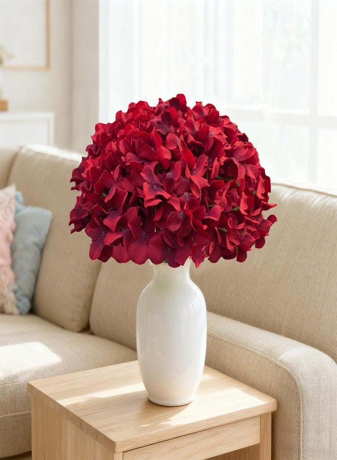 Cherica Dark Red Hydrangea Artificial Flowers Bulk, 30 Pcs Faux Hydrangea Flowers Heads, Artificial Fake Silk Hydrangea Flowers with Stems, Red Flowers Artificial for Decoration Wedding Décor - Image 5