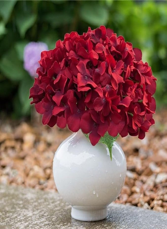 Cherica Dark Red Hydrangea Artificial Flowers Bulk, 30 Pcs Faux Hydrangea Flowers Heads, Artificial Fake Silk Hydrangea Flowers with Stems, Red Flowers Artificial for Decoration Wedding Décor - Image 3