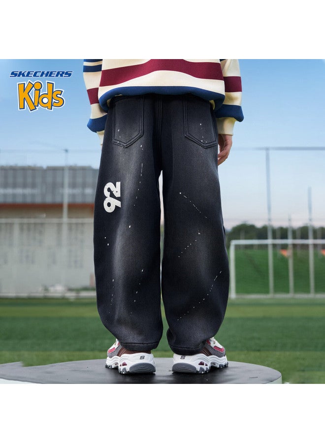 Skechers Boys' Pants  Winter Kids Casual Ink-splatter Denim Pants Dark Gray 140 - Image 4