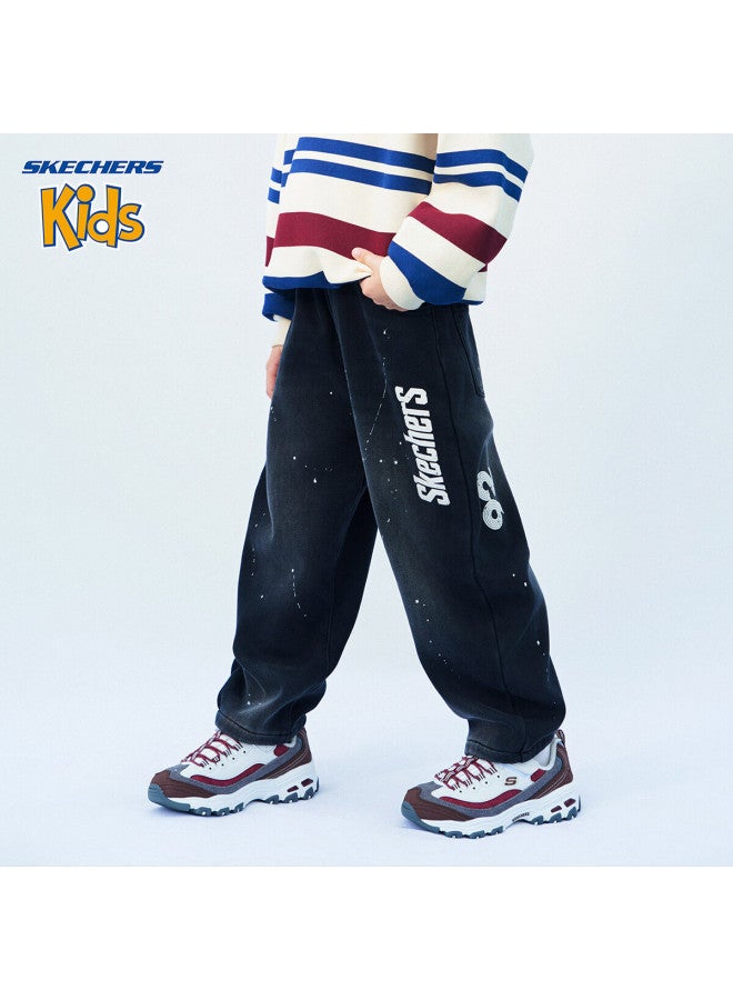 Skechers Boys' Pants  Winter Kids Casual Ink-splatter Denim Pants Dark Gray 140 - Image 2