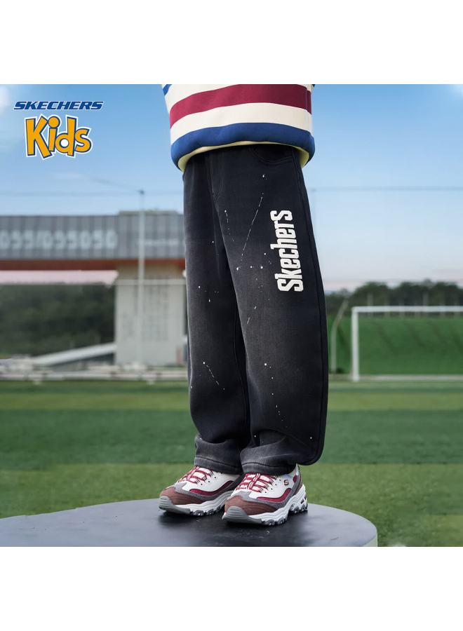 Skechers Boys' Pants  Winter Kids Casual Ink-splatter Denim Pants Dark Gray 140 - Image 3