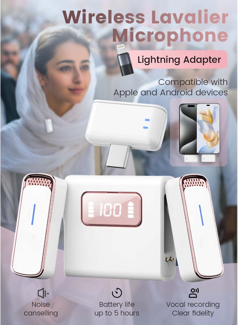Litus Wireless Lavalier Microphone (2 Mics) - 1 Receiver for 2 Microphones Compatible with iPhone & Android, Charge While Using, 5H Battery - Ideal for Two-Person Live Streaming on TikTok & YouTube - Image 1