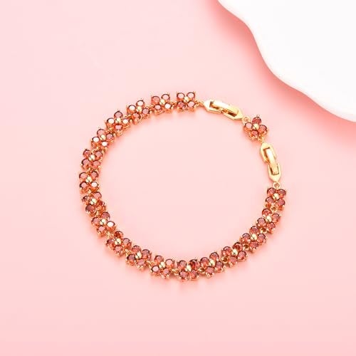 GULICX Fashion Tennis Bracelet for Women Cubic Zirconia Crystal Flower Multicolor Bracelet - Image 2