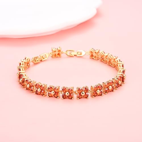 GULICX Fashion Tennis Bracelet for Women Cubic Zirconia Crystal Flower Multicolor Bracelet - Image 3