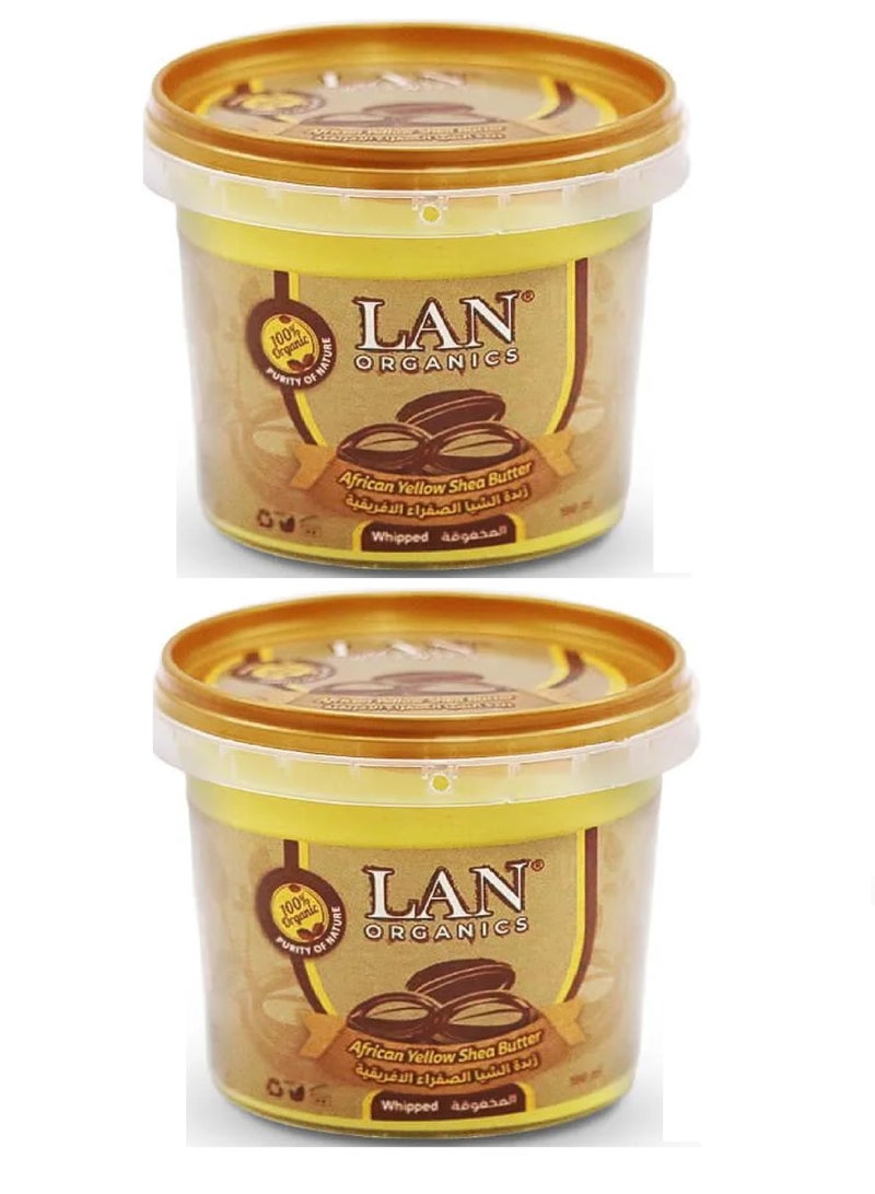 لان اورجنيك قطعتين من زبدة الشيا الصفراء الأفريقية 100x2 مل - Image 1