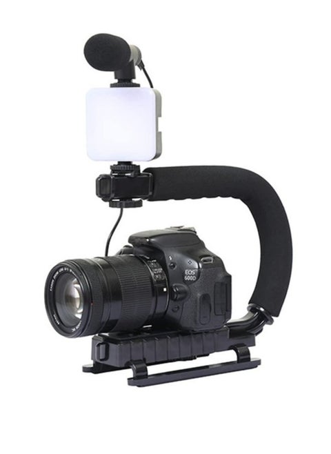 Video Tripod Set with LED Light Microphone Video Recording Kit for Smartphone Vlog Photography Set, Microphone Phone Holder for Smartphone Camera Vlogging Video Recording