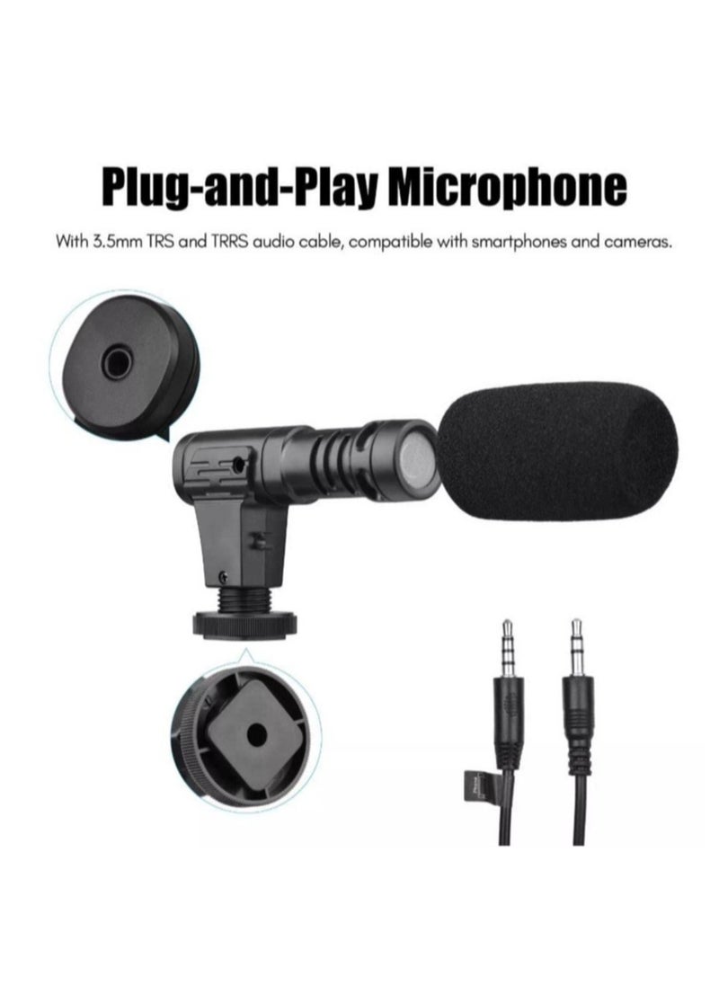 Video Tripod Set with LED Light Microphone Video Recording Kit for Smartphone Vlog Photography Set, Microphone Phone Holder for Smartphone Camera Vlogging Video Recording
