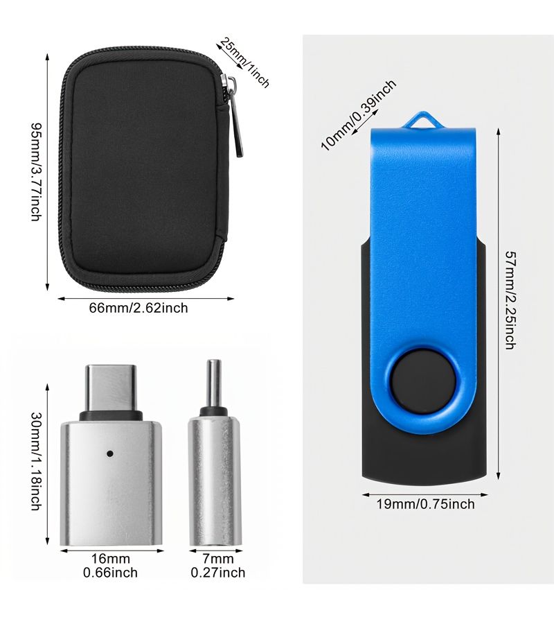 حزمة محرك أقراص فلاش USB مكونة من 5 قطع بسعة 32 جيجابايت USB 2.0 مع حقيبة تخزين وموصلين USB-C، عصي تخزين محمولة لنقل البيانات متوافقة مع هواتف Android التي تدعم OTG وأجهزة Mac وأجهزة الكمبيوتر المحمولة. - Image 5