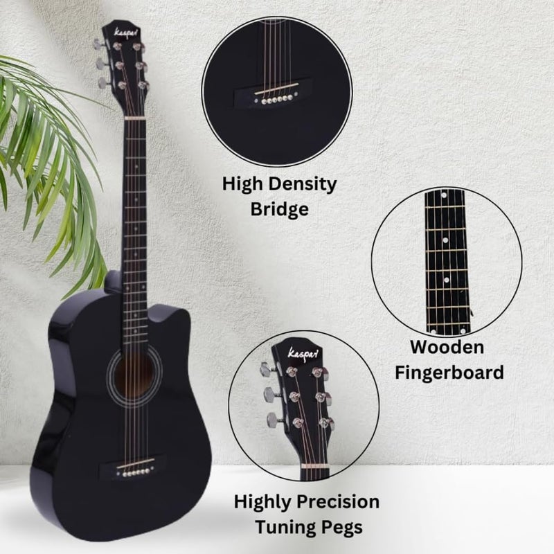 ميغاريا مجموعة أدوات الجيتار الصوتية السوداء مقاس 38 بوصة من ميجا أريا - Image 2