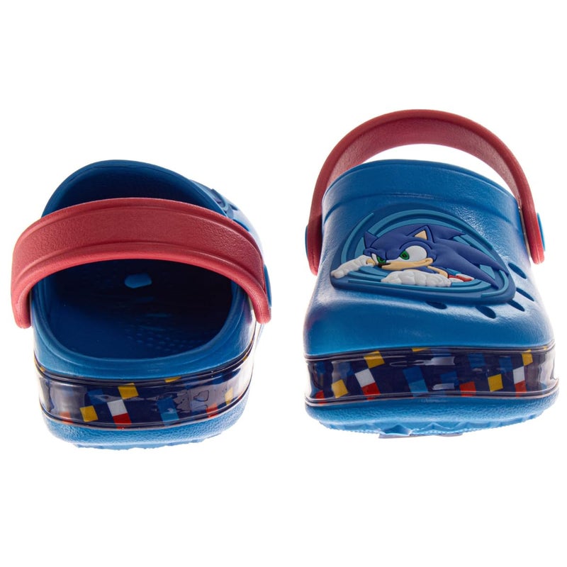 Josmo Boys Sonic The Hedgehog Clog Sandals Waterproof Slip-On Slides Closed Toe Clogs with Backstrap- Blue Red Size 11-12 Little Kid - Image 3