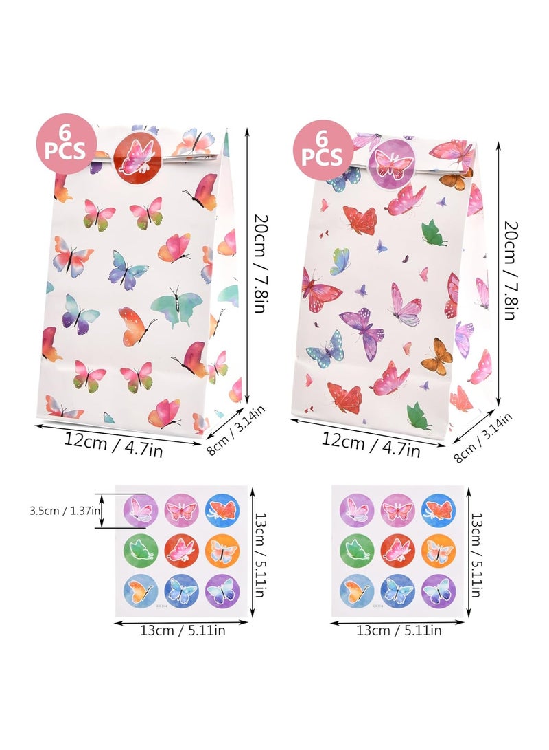 12 Butterfly Gift Bags with 18 Stickers - Flat Bottom Party Favor Bags for Kids & Women, Ideal for Birthdays, Weddings & Everyday Use (12x8x20cm) - Image 5