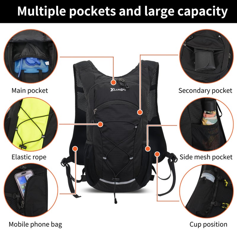 DOJUNS Hiking Backpack Lightweight Travel Backpack 20L Waterproof Hiking Daypacks Camping Backpack for Men Women (Black) - Image 3
