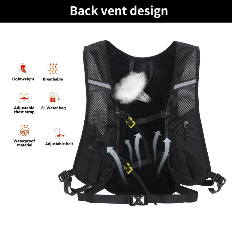 DOJUNS Hiking Backpack Lightweight Travel Backpack 20L Waterproof Hiking Daypacks Camping Backpack for Men Women (Black) - Image 2