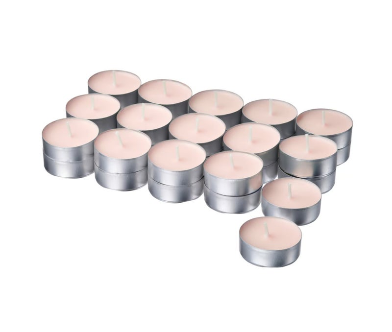 Scented Tealight Candle, Pink Flowers, Pale Pink, 3.5 Hour Burn Time Floral Tealight for Candle Holders, Dining Table, Bedroom and Home Decor - Image 1