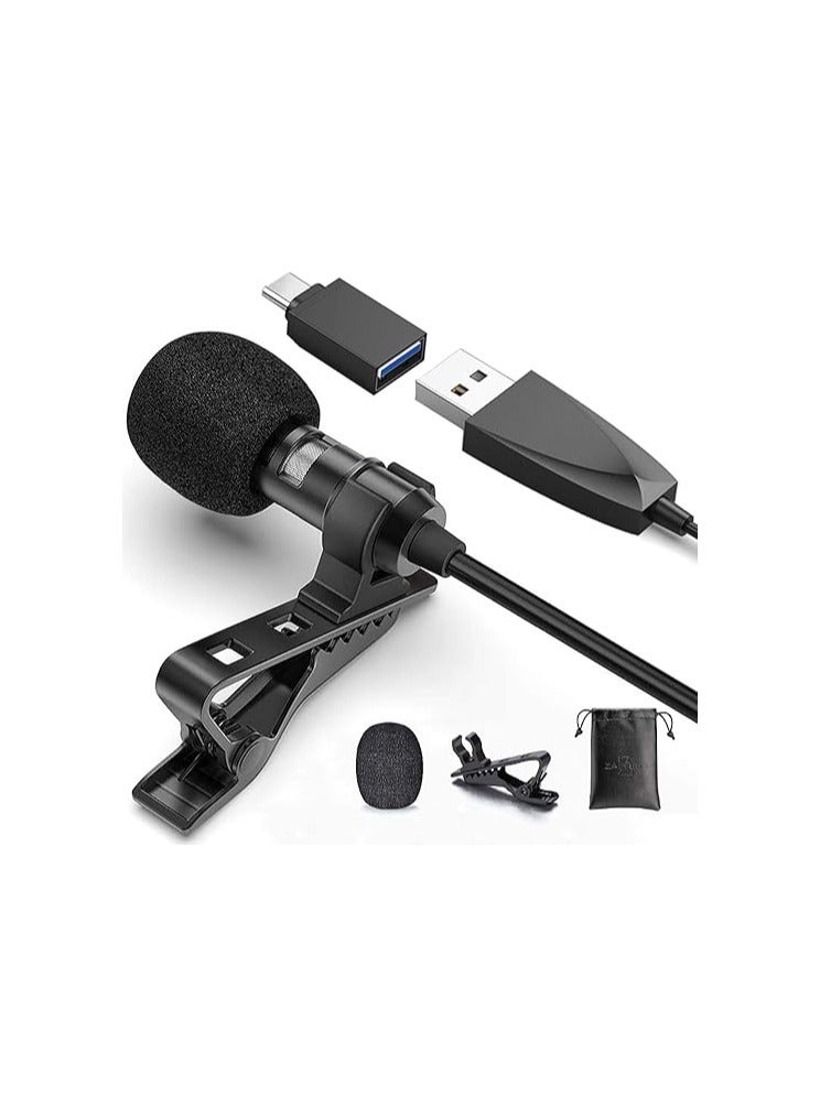 Clip-On Lavalier Microphone – Compact Condenser Mic for Video Recording, Podcasting, Online Meetings – Plug & Play for Multiple Devices - Image 1