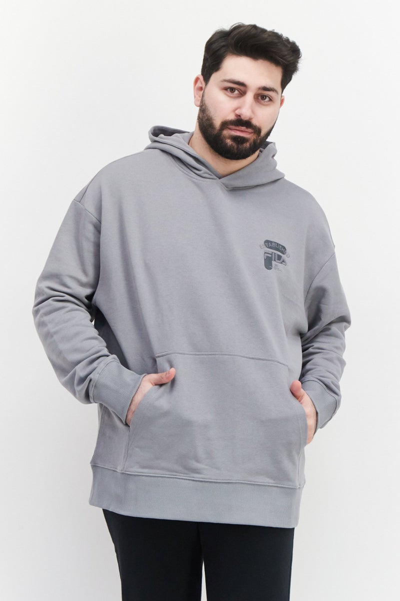 FILA هودي تدريب رياضي للرجال، رمادي - Image 1