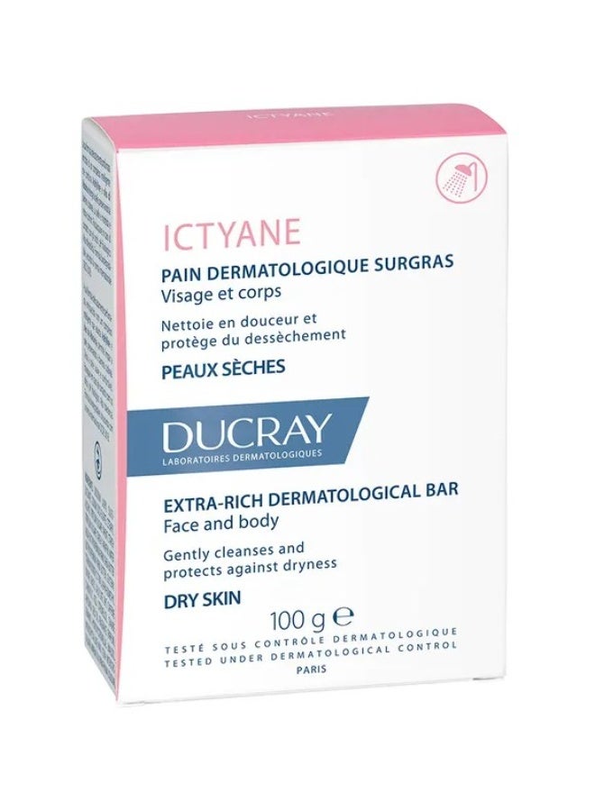 Ducray Ictyane Extra Rich Dermatological Soap Bar 100g – Nourishing Care for Dry Skin - Image 1