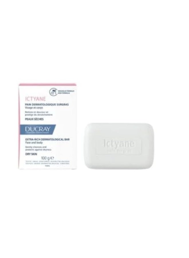 Ducray Ictyane Extra Rich Dermatological Soap Bar 100g – Nourishing Care for Dry Skin - Image 2