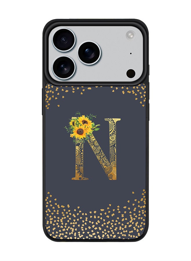 Stylizedd iPhone 17 Pro Case, [Compatible with MagSafe] Slim Magnetic cover Phone Case iPhone 17 Pro -Custom Floral Monogram - N  (Grey ) - Image 1
