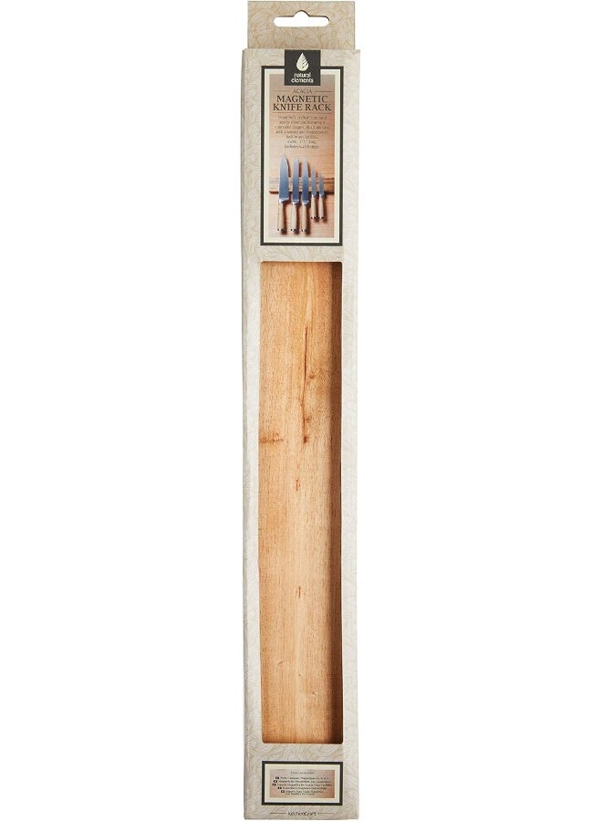 natural elements Acacia Wood Magnetic Knife Rack, 45X2.5X9Cm, Gift Boxed - Image 1