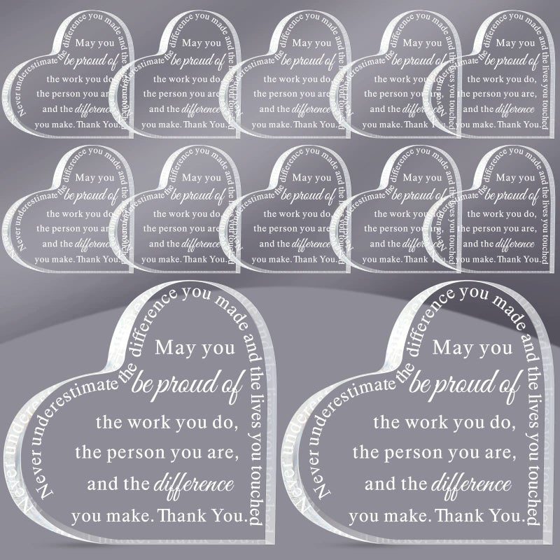 Geelin 12 Pcs Coworker Employee Appreciation Thank You May You Be Proud Retirement Plaque Inspirational Acrylic Trophy Award for Teacher Volunteer Colleague Farewell Keepsake Classic