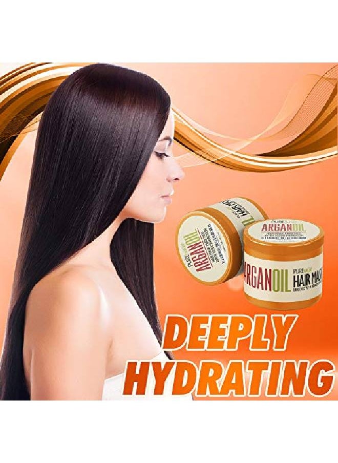 Pure Nature Lux Spa - Moroccan Argan Oil Hair Mask Sulfate Free Deep Conditioner Treatment For​ Dry Damaged Hair Split End Moisturizer Hydrating Product - Image 1
