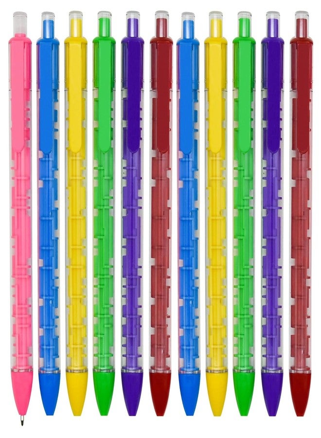 Maydahui 12 PCS Retractable Maze Shape Ballpoint Pen Novelty Pens Black Ink for Writing - Image 1