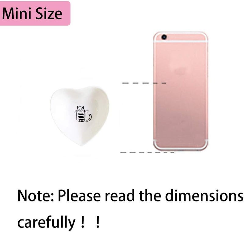 XinHuiGY Cute Cat Ceramic Side Sauce Dishes Mini Heart shape Seasoning Dish Sushi Soy Dipping BowlServing Saucers DisheMeow Porcelain Small Tea Bag Holder Set of 6 Cat  - Image 4