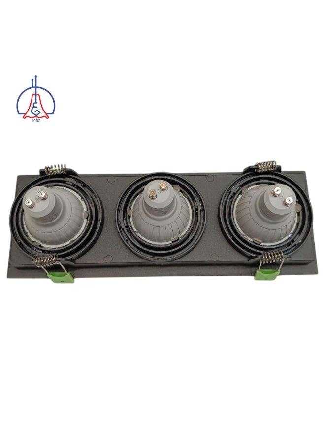 AL SALHIYA LIGHTING Spot Light Frame GU10 Triple Square Movable DB-14 - Black - Image 4
