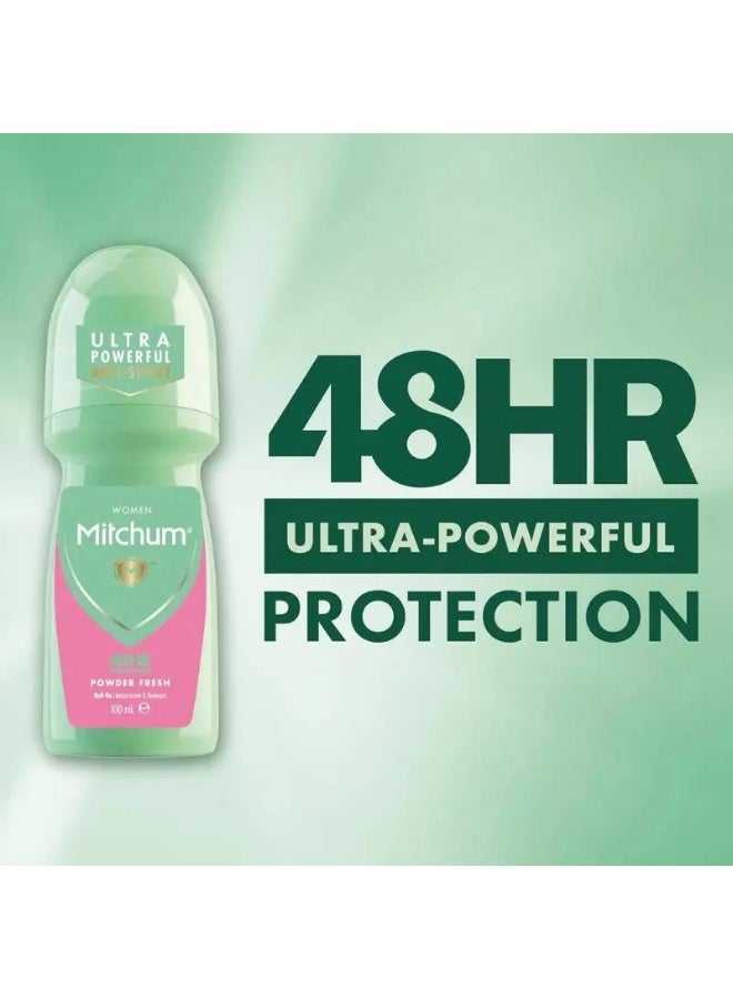 ميتشوم مزيل عرق ومضاد للتعرق بودرة فريش للنساء، رول أون، حماية تدوم 48 ساعة، 100 مل