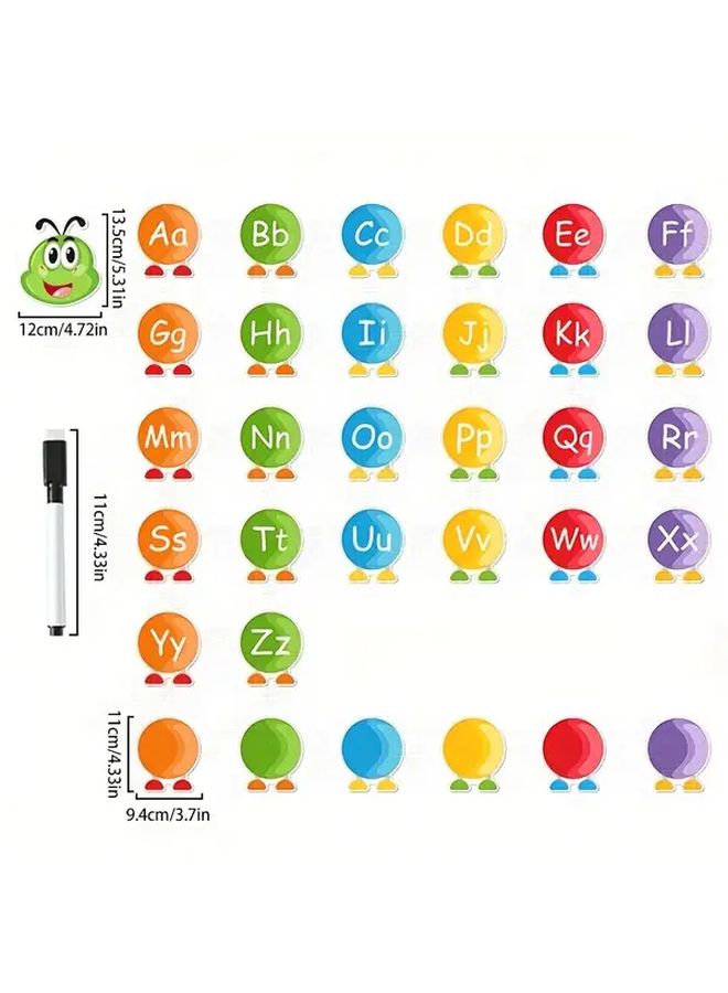 33Pcs Alphabet Learning Cards Double Sided Writable With Pen For Classroom Home - Image 1
