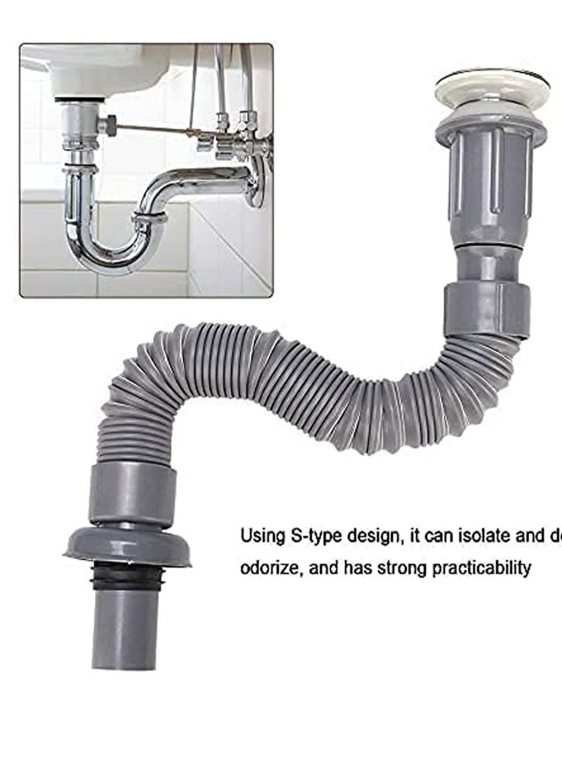 KASTWAVE - Expandable Sink Drain Pipe, Bathroom and Kitchen Sink Drain Pipe, 15-31 Inch Universal Sink Pipe, Bathroom Washbasin Kitchen Sink Drain Pipe Assembly - Image 1