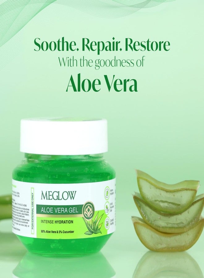 Meglow Aloe Vera Gel for Intense Hydration | Get Soft, Smooth & Nourished Skin | Pure Aloevera Gel with Cucumber Extracts | Naturally Hydrating & Skin Moisturizing Gel 100g - Pack of 1 - Image 2