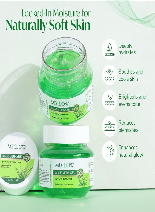 Meglow Aloe Vera Gel for Intense Hydration | Get Soft, Smooth & Nourished Skin | Pure Aloevera Gel with Cucumber Extracts | Naturally Hydrating & Skin Moisturizing Gel 100g - Pack of 1 - Image 5