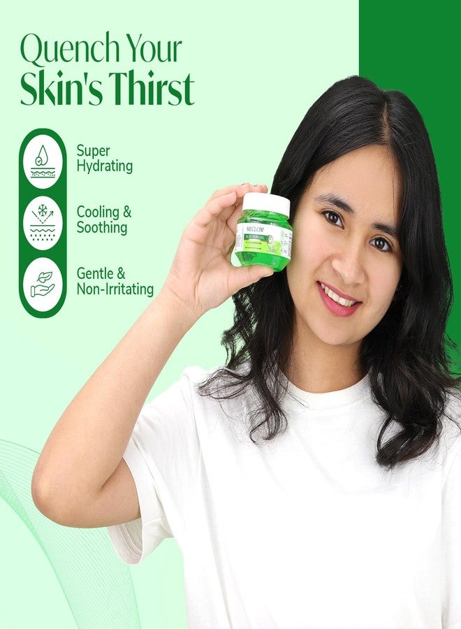 Meglow Aloe Vera Gel for Intense Hydration | Get Soft, Smooth & Nourished Skin | Pure Aloevera Gel with Cucumber Extracts | Naturally Hydrating & Skin Moisturizing Gel 100g - Pack of 1 - Image 3