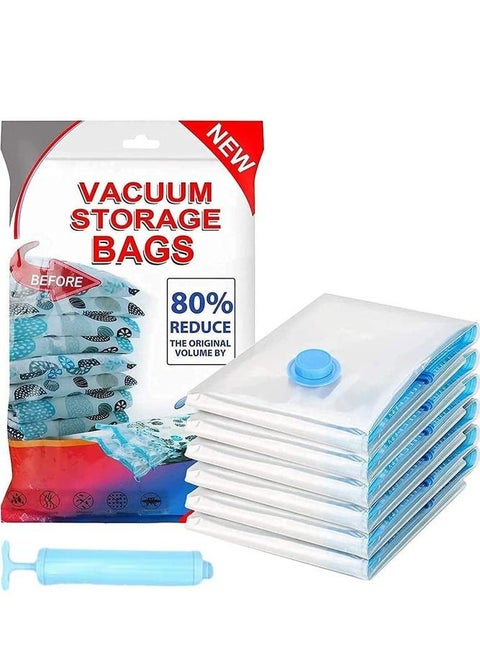 6 Piece Space Saving Vacuum Storage Bags Set with Travel Hand Pump  Maximize Storage and Minimize Clutter in Style
