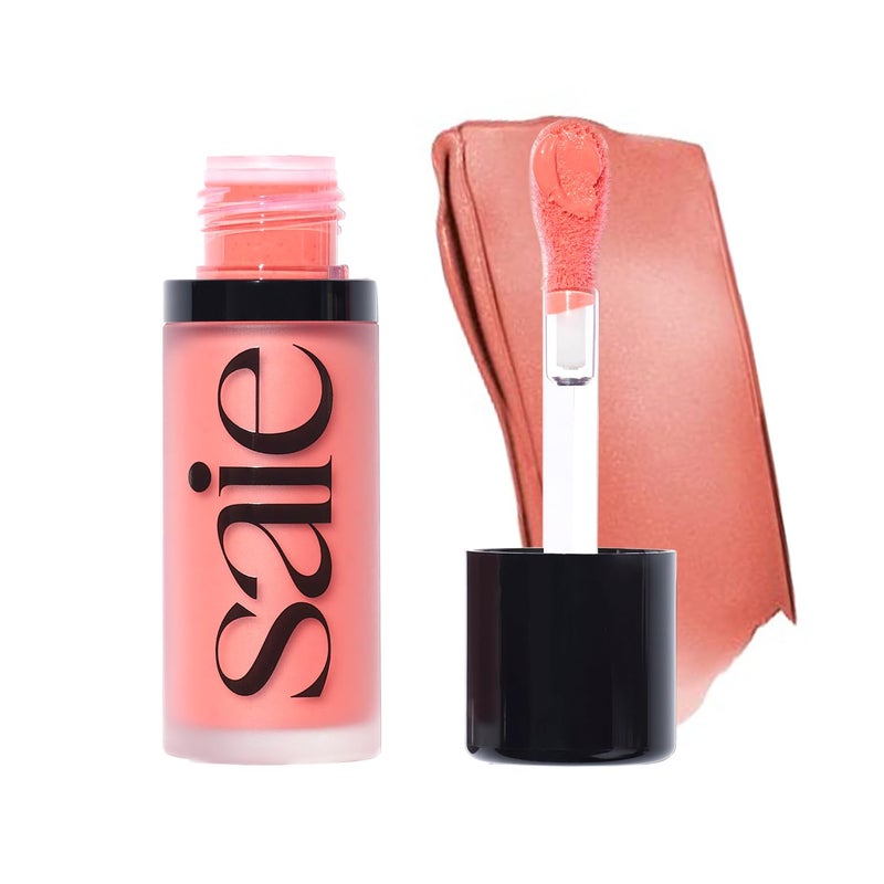 Saie Dew Liquid Blush for Cheeks - Hydrating Cream Blush Stick with a Blendable + Buildable Formula - Skincare Infused Dewy Cheek Tint for a Natural Flush - Glowy Makeup Essential - Poppy (.40 oz) - Image 1