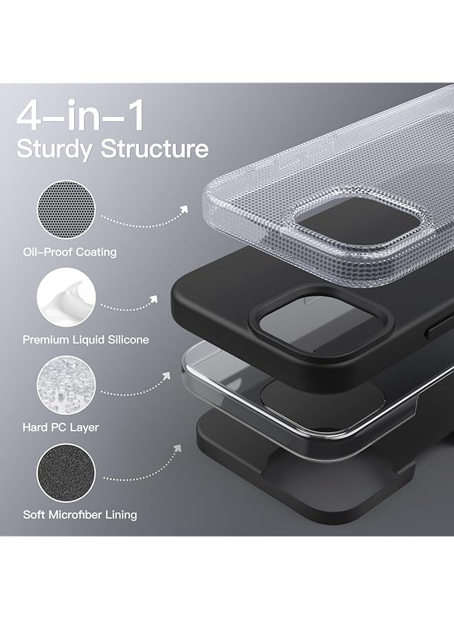 Jetech Silicone Case For Iphone 13 6.1 Inch Silky Soft Touch Full Body Protective Phone Case Shockproof Cover With Microfiber Lining Black - Image 3