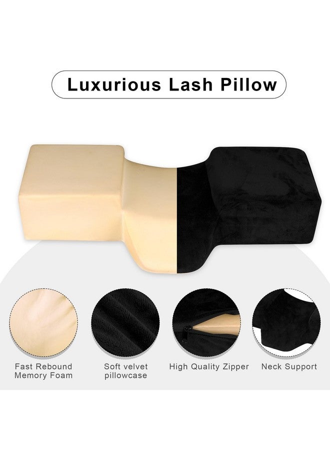 IMENE Lash Pillow for Eyelash Extensions- Memory Foam Lash Pillow with Neck and Back Support, Large Ergonomic lash Bed Pillow with Velvet Pillowcase and Lash Organizer Pockets - Image 3