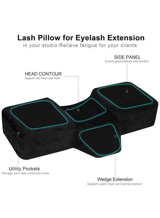 IMENE Lash Pillow for Eyelash Extensions- Memory Foam Lash Pillow with Neck and Back Support, Large Ergonomic lash Bed Pillow with Velvet Pillowcase and Lash Organizer Pockets - Image 4
