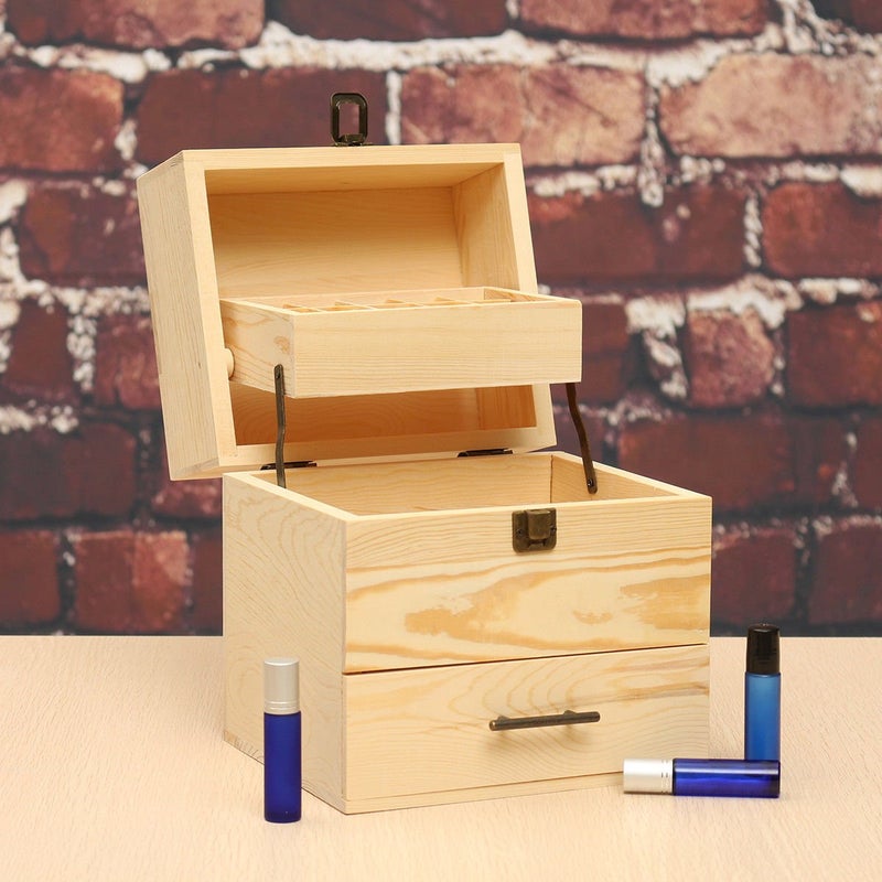 كلاراكو صندوق تخزين الزيوت العطرية من كلاركو، حامل خشبي للزيوت العطرية، علبة تخزين للزيوت العطرية، مناسب للمنزل وغرفة المعيشة والمنزل، 59 فتحة - Image 2