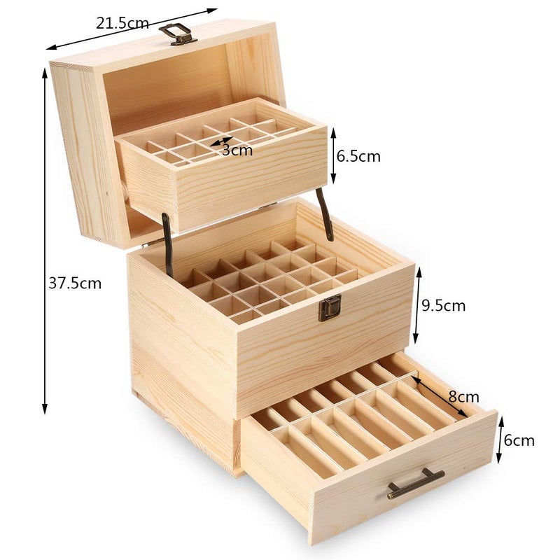 كلاراكو صندوق تخزين الزيوت العطرية من كلاركو، حامل خشبي للزيوت العطرية، علبة تخزين للزيوت العطرية، مناسب للمنزل وغرفة المعيشة والمنزل، 59 فتحة - Image 4